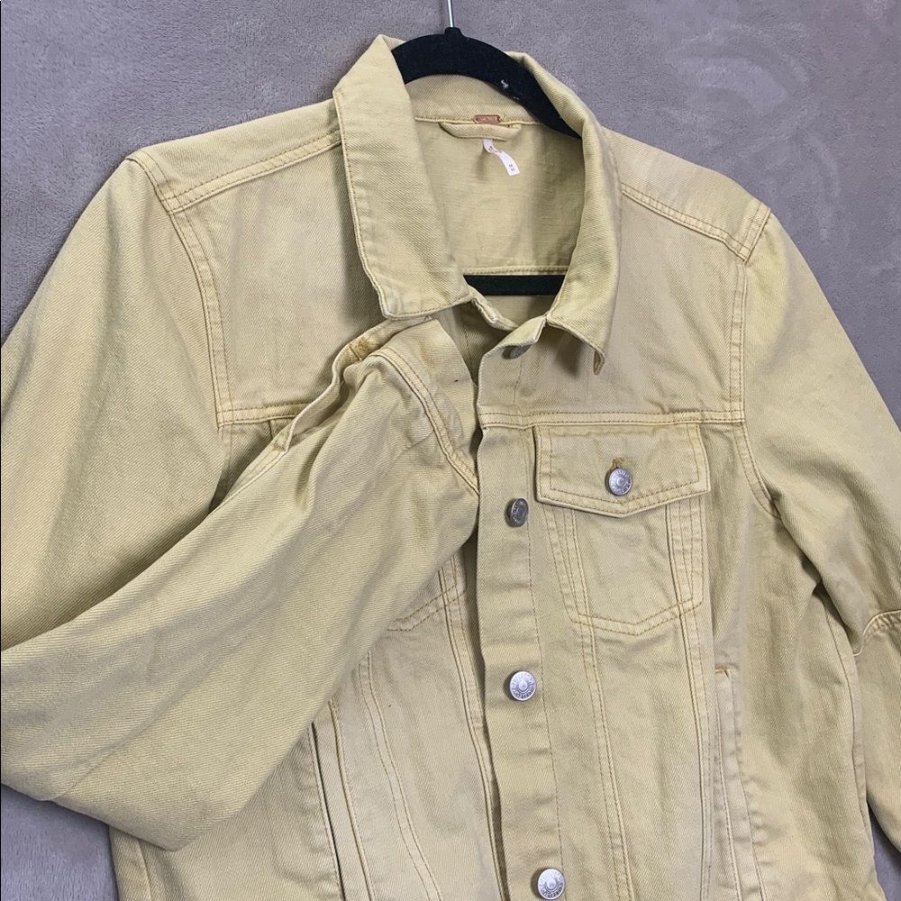 FREE PEOPLE | MEDIUM Women DENIM JACKET | YELLOW GOLDEN